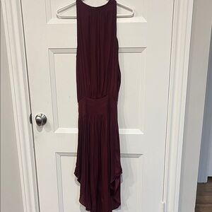 Chic Sleeveless High Low Dress in Deep Burgundy